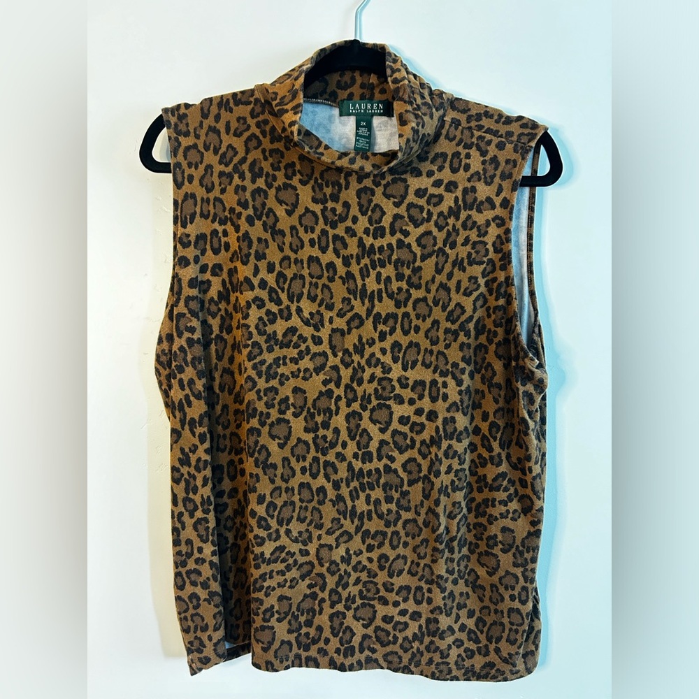 Ralph Lauren cheetah turtleneck top